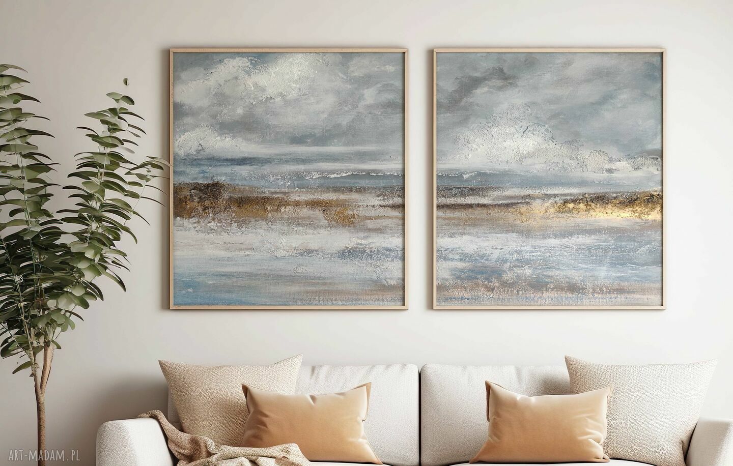 Abstrakcja Natura no 4 - ręcznie malowany dyptyk strukturalny 2x70x100 cm