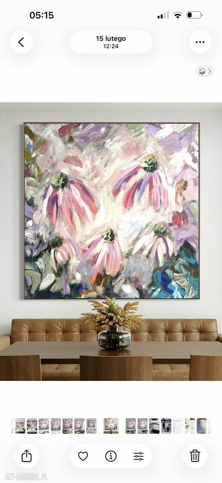 Obraz abstrakcyjne kwiaty 100x100 cm do salonu
