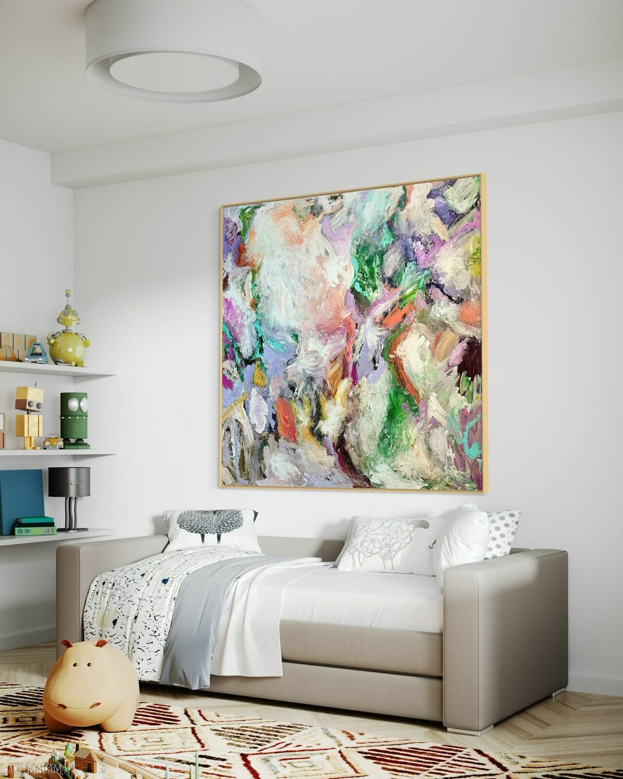 Nowoczesny obraz abstrakcja 110x110 cm do salonu - akryl na płótnie