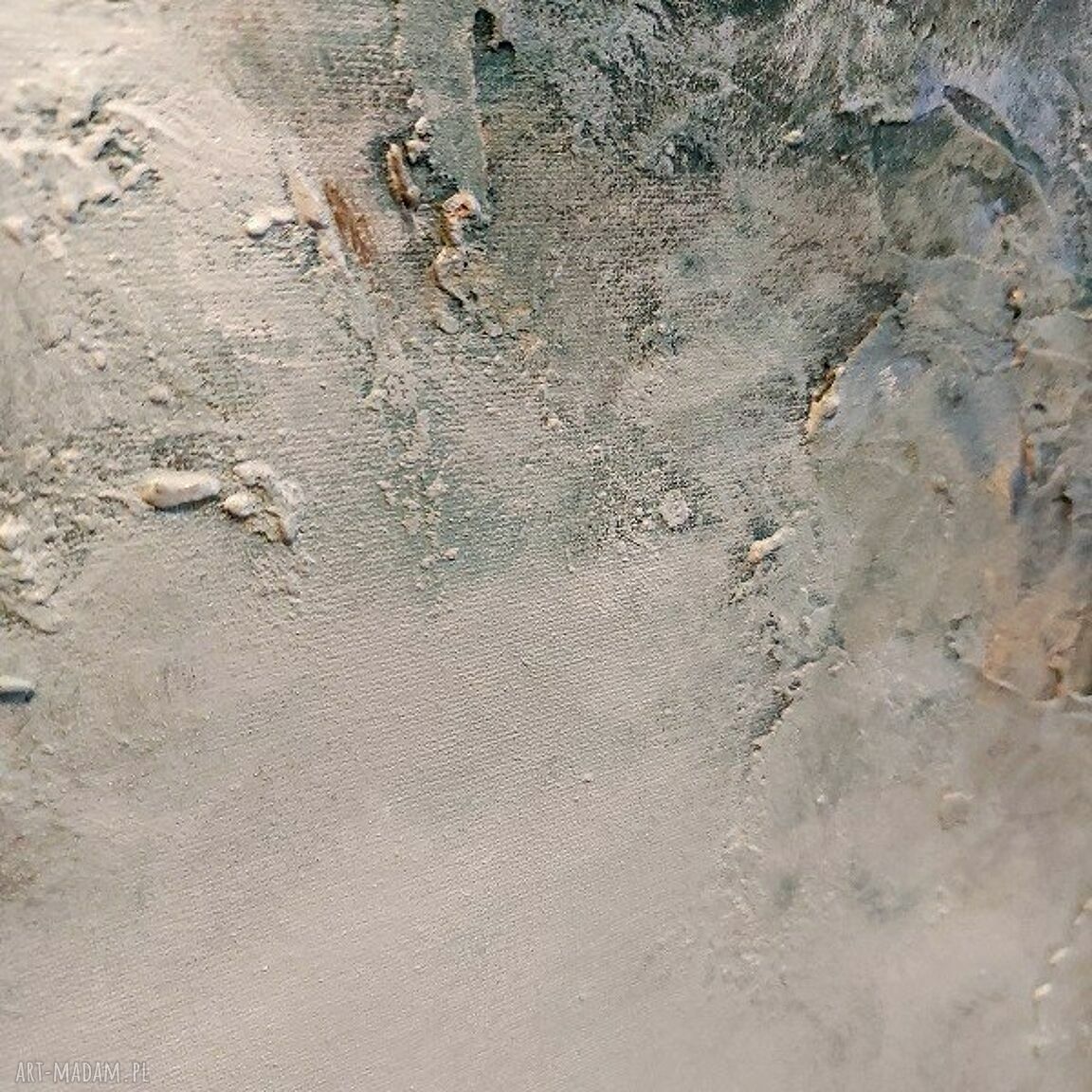 Abstrakcyjny obraz akrylowy 50x60 cm - złote akcenty, białe i niebieskie
