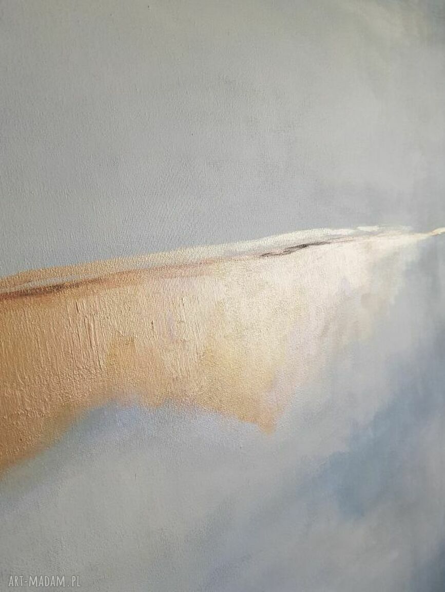 Abstrakcyjny obraz akrylowy 60x60 cm - złoto, biel i szarość