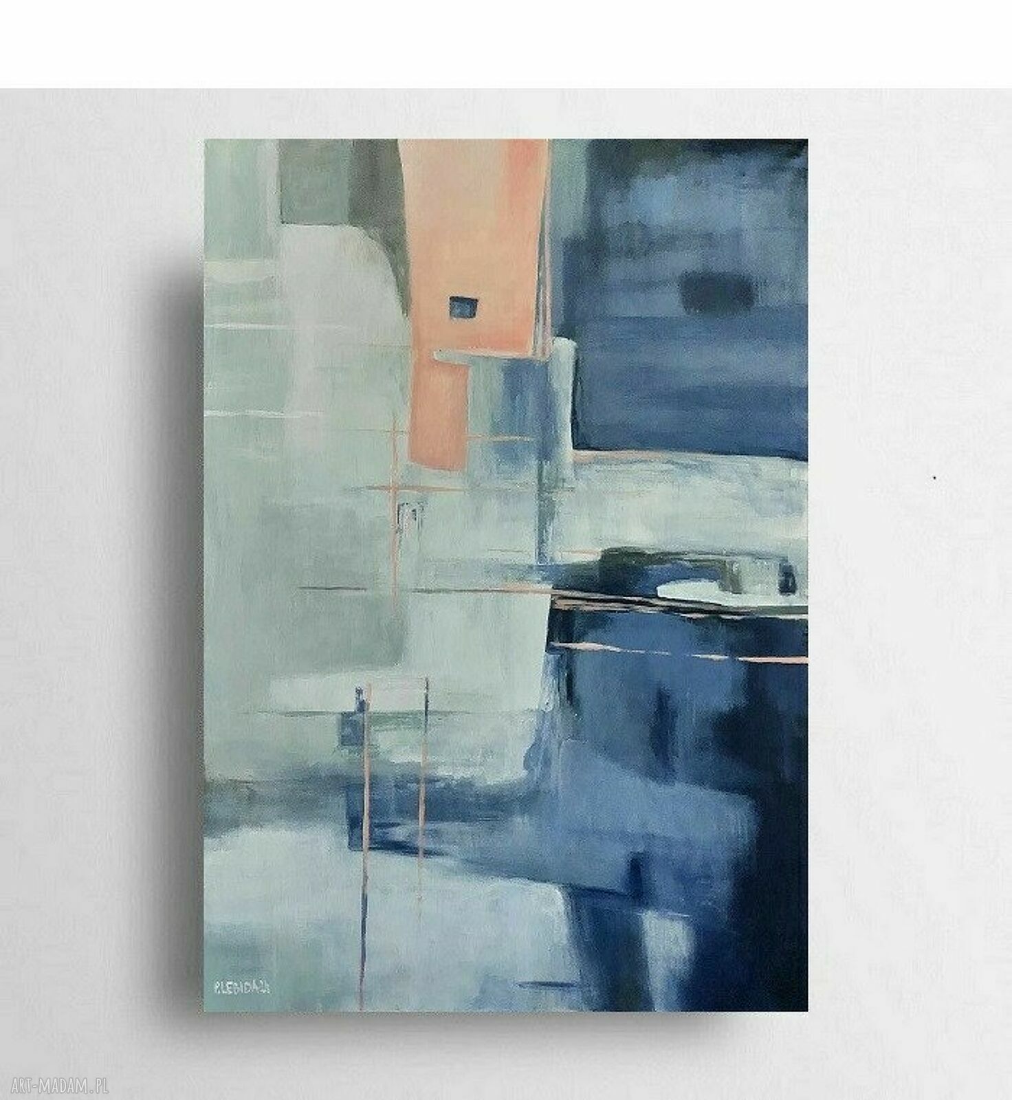 Abstrakcyjny obraz akrylowy 100 x 70 cm - ręcznie malowany na płótnie