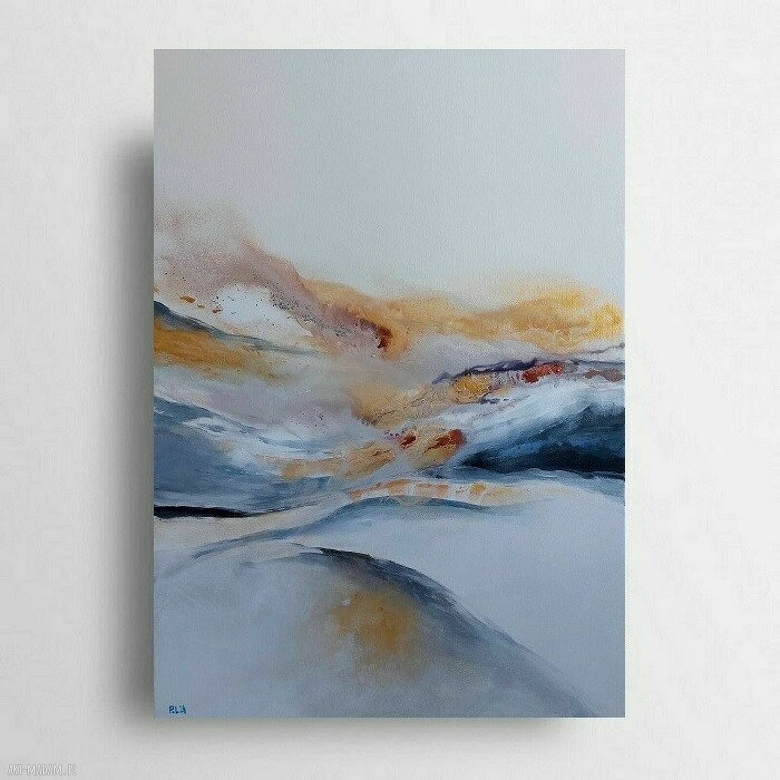 Abstrakcja - ręcznie malowany obraz akrylowy 70x50 cm złote akcenty