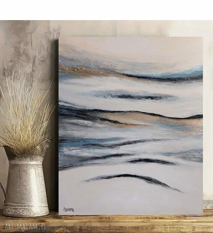 Obraz akrylowy Abstrakcja 60x50 cm - szaro-biały z dodatkiem złota