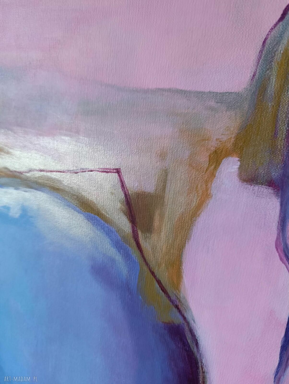 Abstrakcja - ręcznie malowany obraz akrylowy 60x60 cm ze złotymi akcentami