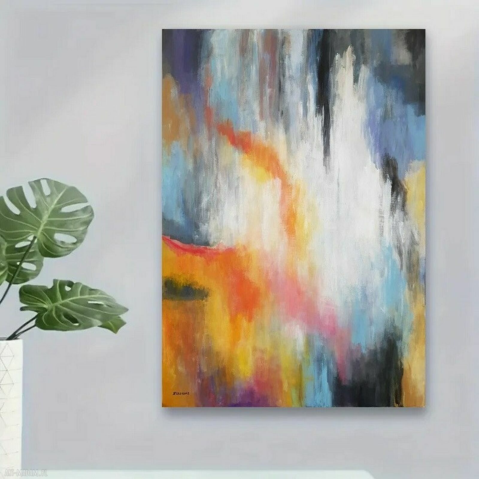 Abstrakcja - ręcznie malowany obraz akrylowy 100/70 cm