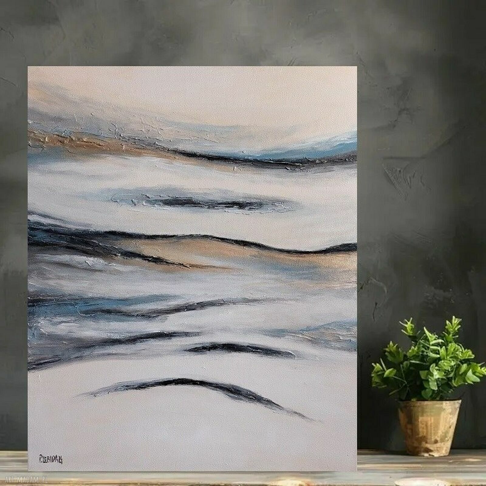 Obraz akrylowy Abstrakcja 60x50 cm - szaro-biały z dodatkiem złota