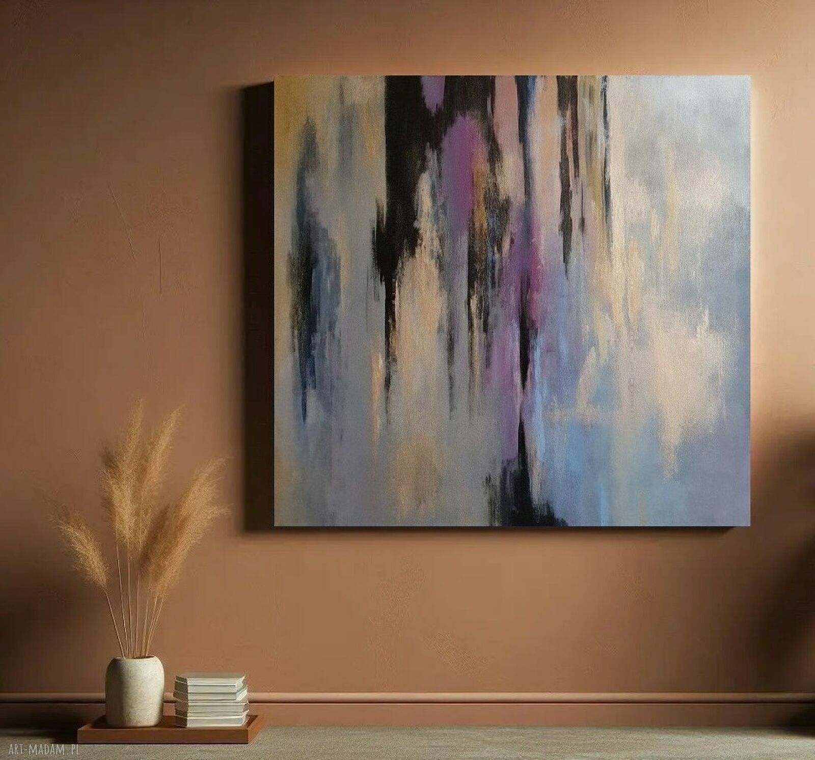 Abstrakcja - obraz akrylowy 60x60 cm namalowany na płótnie