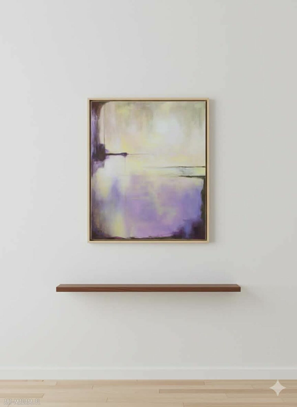 Abstrakcyjny obraz akrylowy 60 x 50 cm - żółto-fioletowy, gotowy do powieszenia