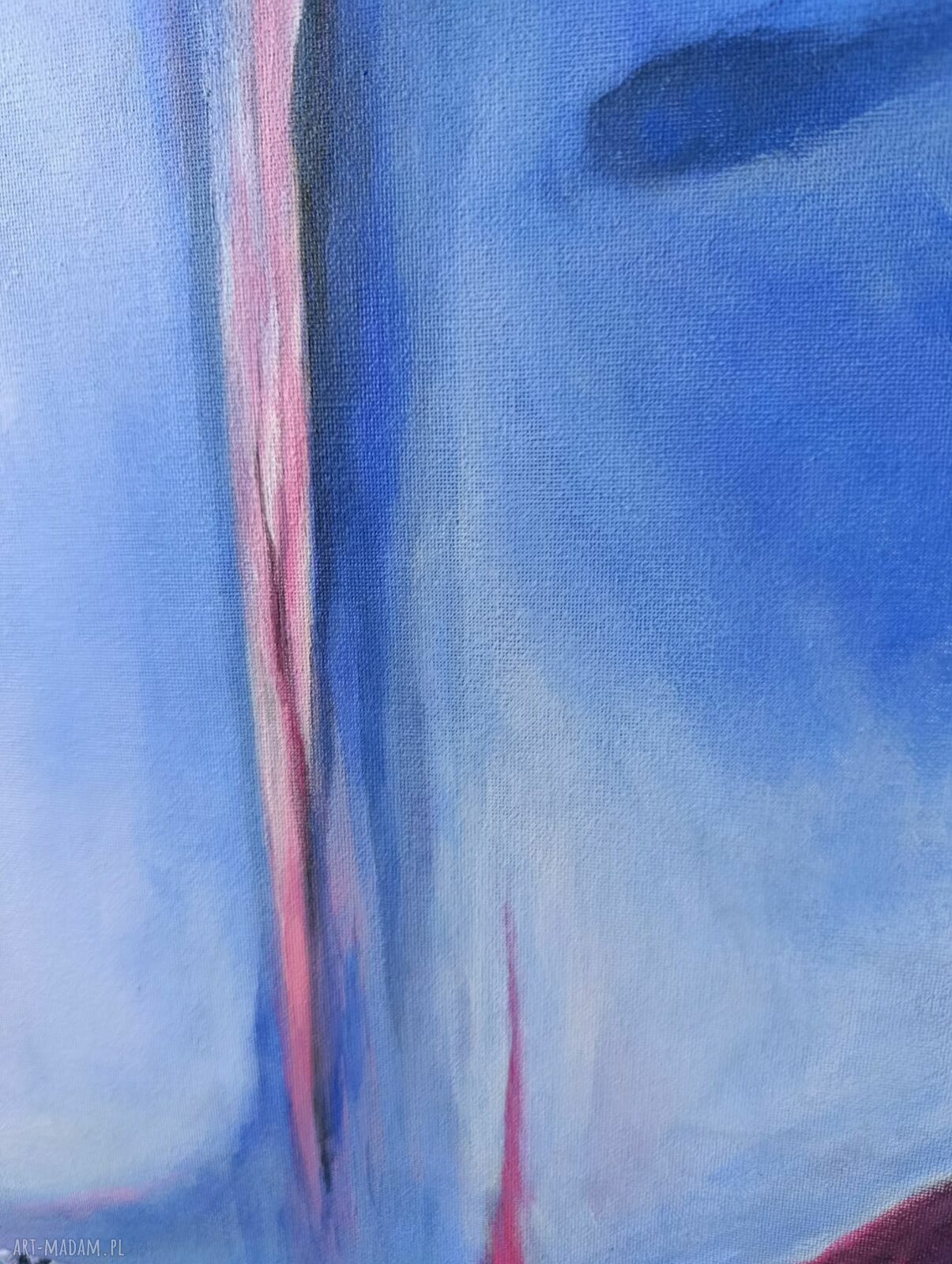 Nowoczesny obraz abstrakcyjny akrylowy 60x50 cm na płótnie - niebiesko-różowa kompozycja