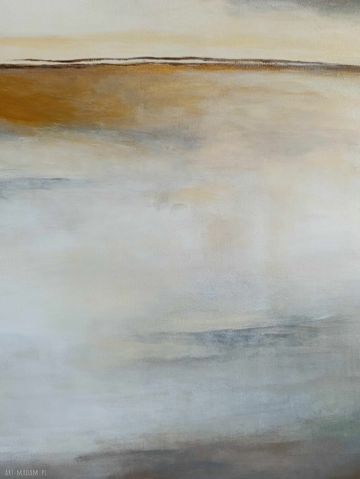 Abstrakcyjny obraz akrylowy 60x50 cm - brąz, biel i szarości