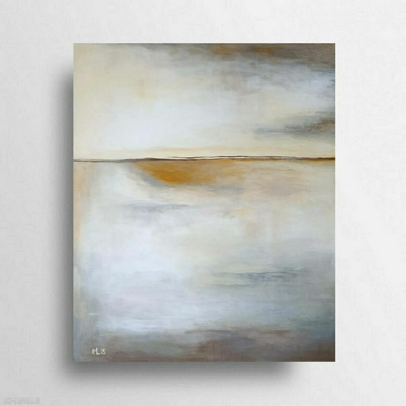 Abstrakcyjny obraz akrylowy 60x50 cm - brąz, biel i szarości