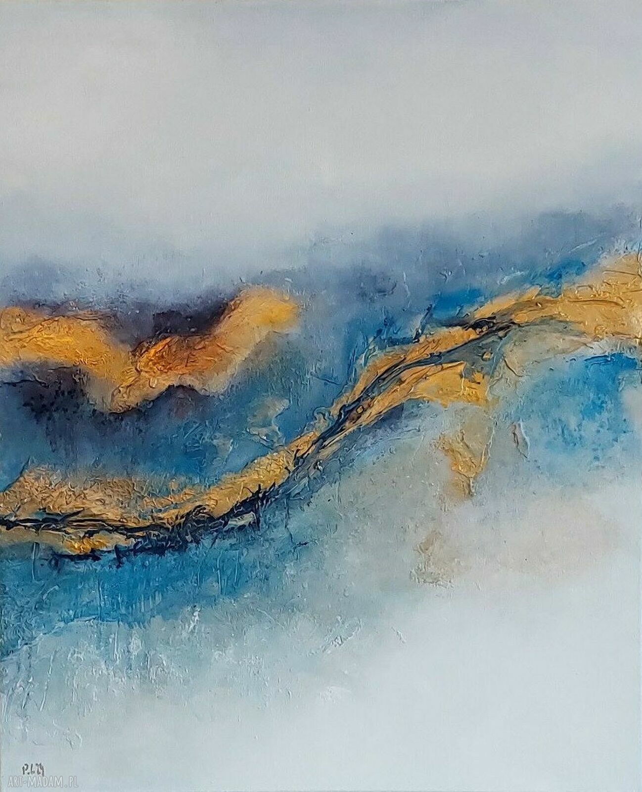 Abstrakcyjny obraz akrylowy na płótnie 60 x 50 cm