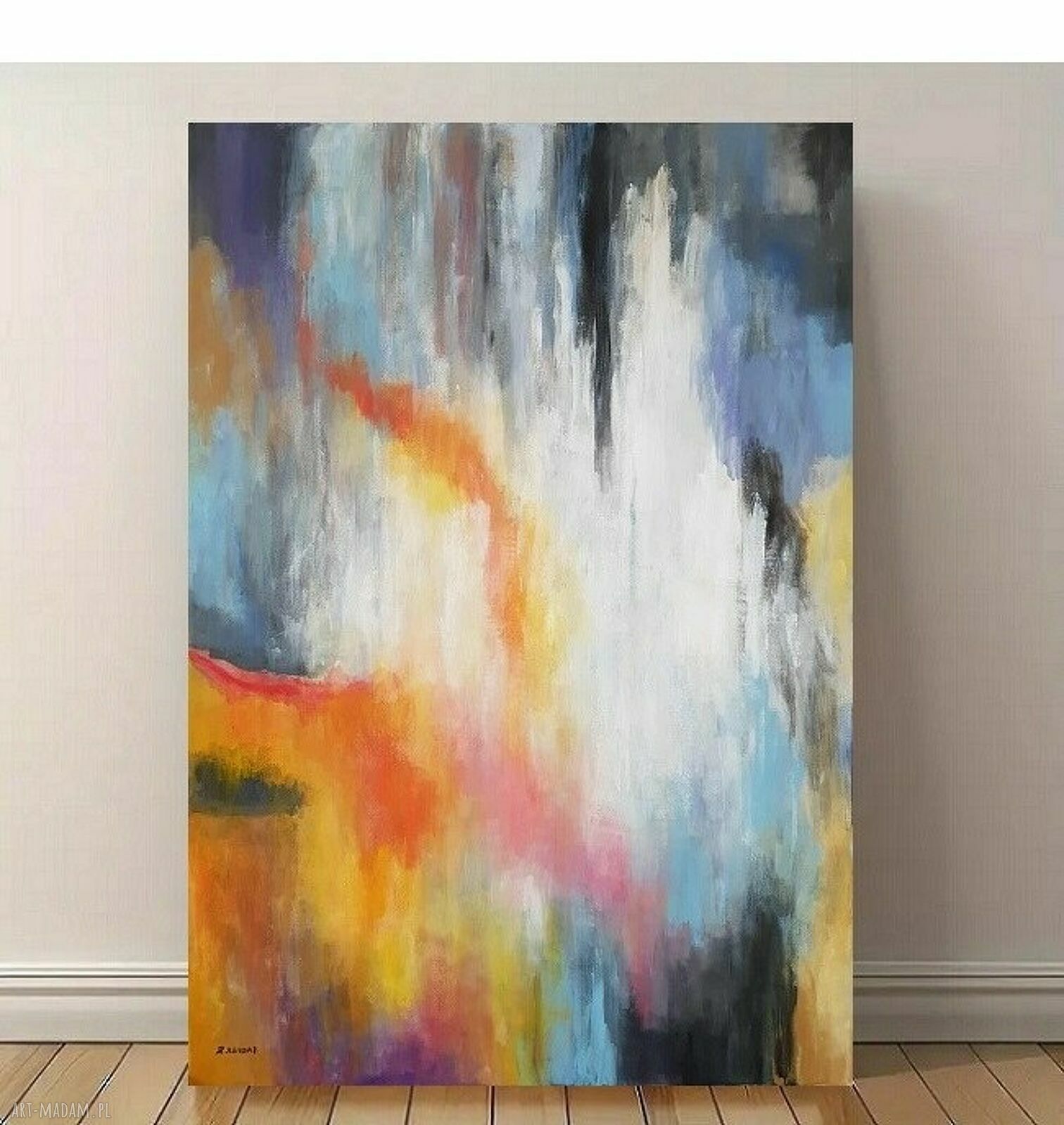Abstrakcja - ręcznie malowany obraz akrylowy 100/70 cm