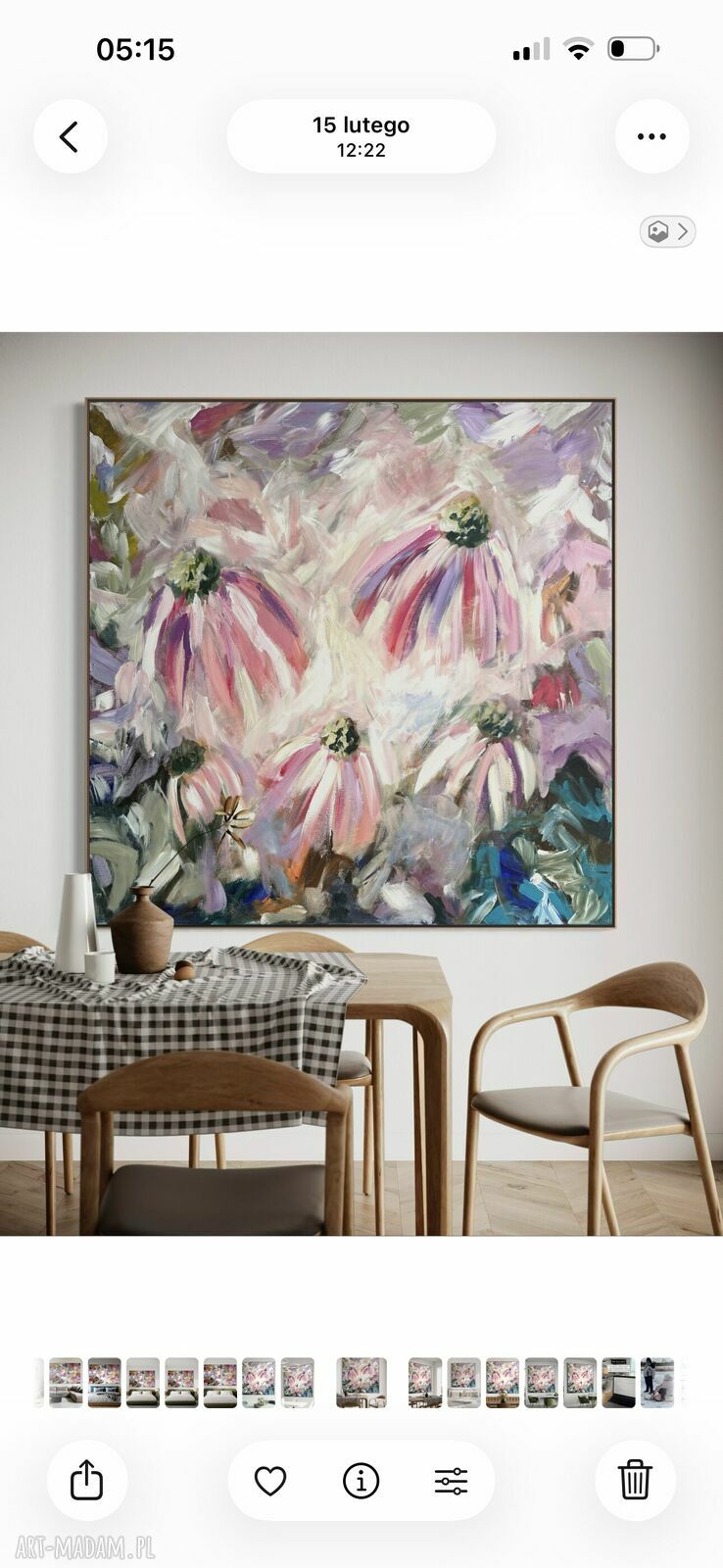 Obraz abstrakcyjne kwiaty 100x100 cm do salonu