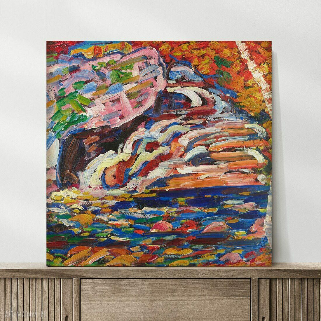 Obraz abstrakcja malarska 100x100 cm - geometryczny styl do salonu i biura