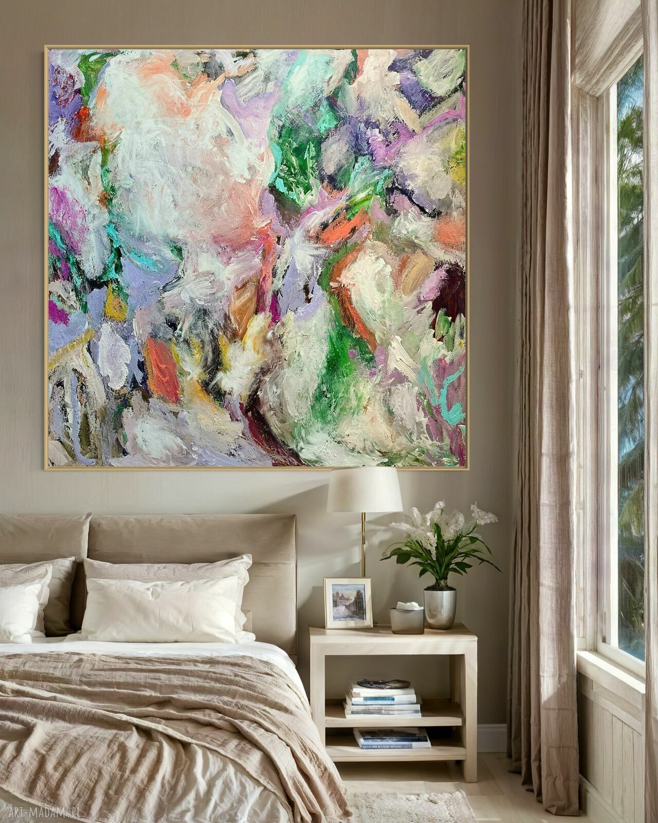 Nowoczesny obraz abstrakcja 110x110 cm do salonu - akryl na płótnie