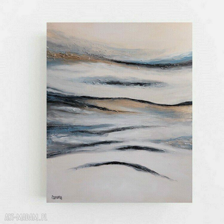 Obraz akrylowy Abstrakcja 60x50 cm - szaro-biały z dodatkiem złota