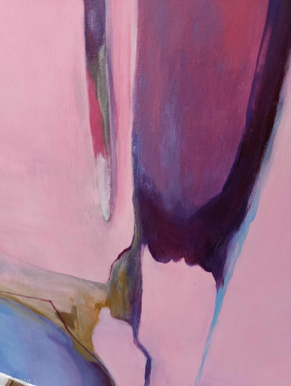 Abstrakcja - ręcznie malowany obraz akrylowy 60x60 cm ze złotymi akcentami