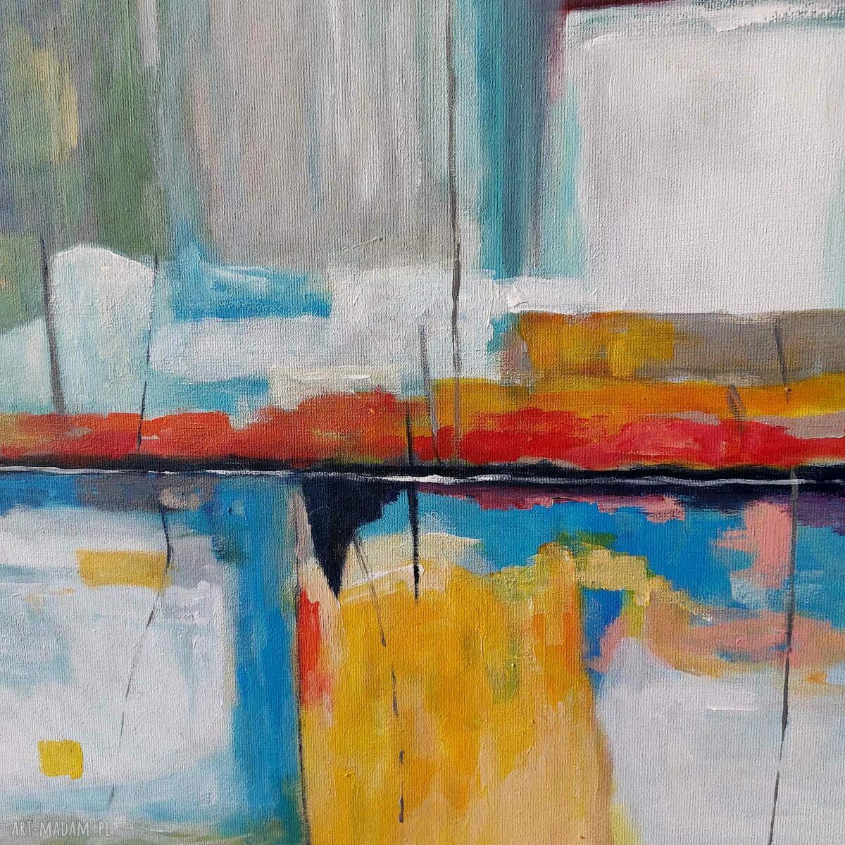 Abstrakcja - ręcznie malowany obraz akrylowy 60x60 cm