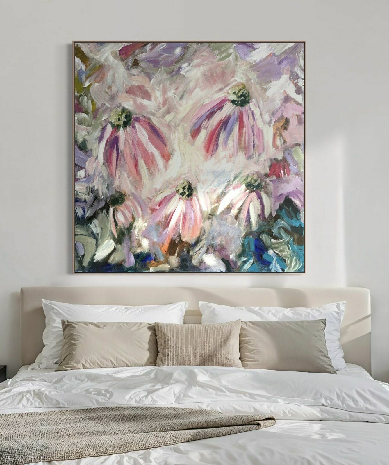 Obraz abstrakcyjne kwiaty 100x100 cm do salonu