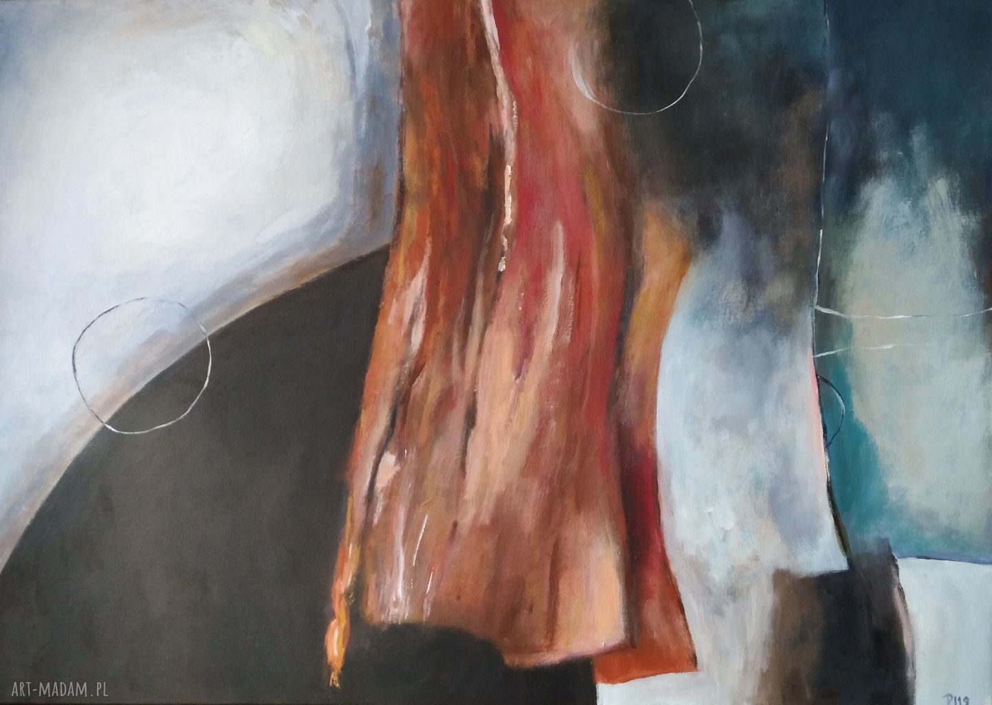 ABSTRAKCJA - obraz akrylowy 50x70 cm w brązach, czerni i szarości