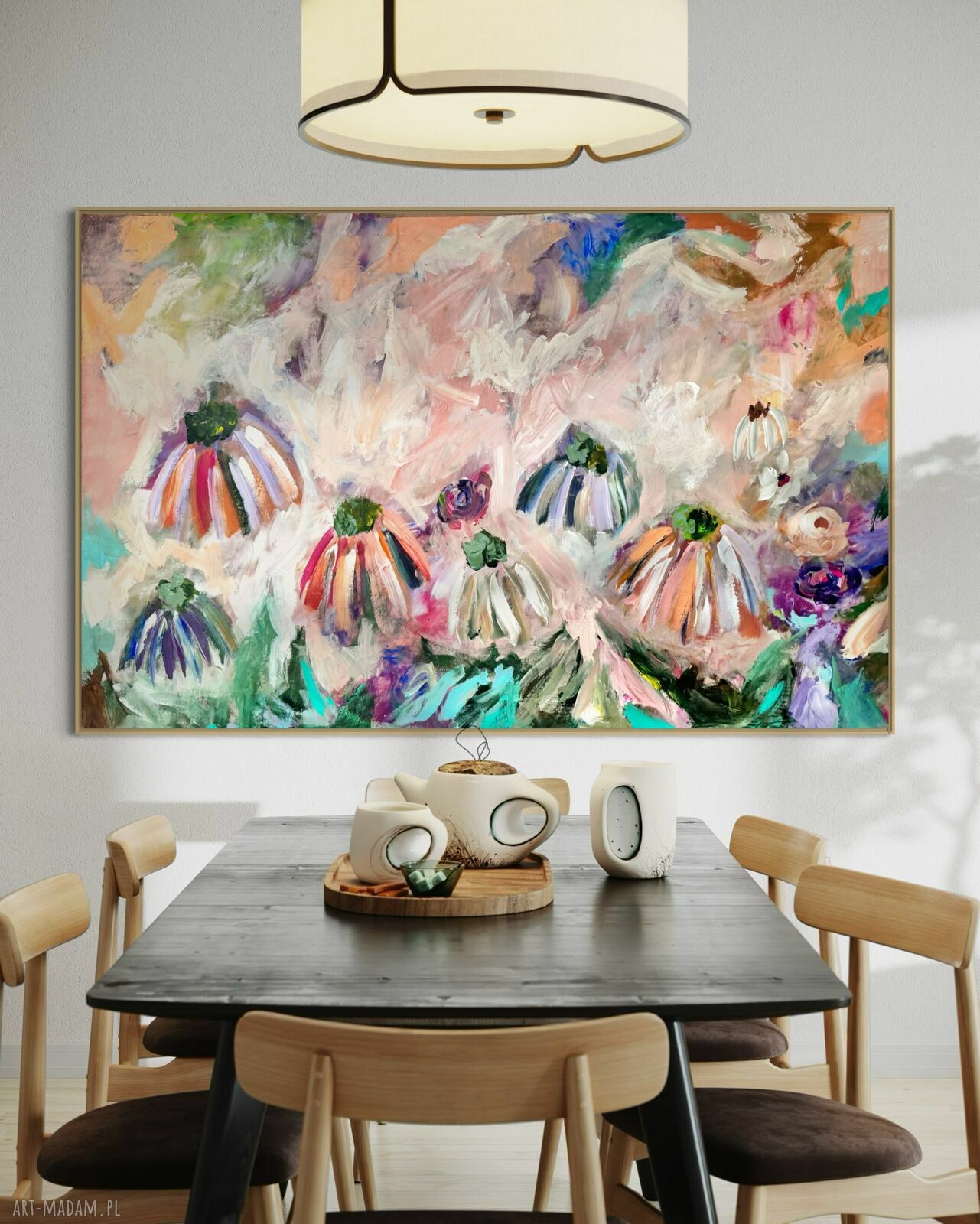 Obraz abstrakcja 90x140 cm - ręcznie malowany na płótnie do salonu