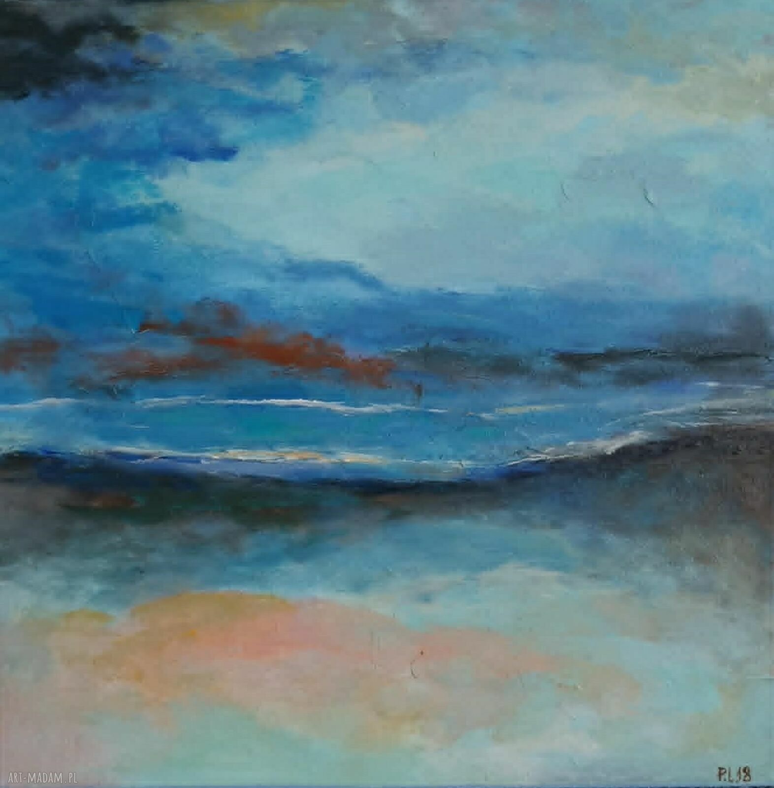 Abstrakcja - obraz akrylowy 40x40 cm, gotowy do zawieszenia