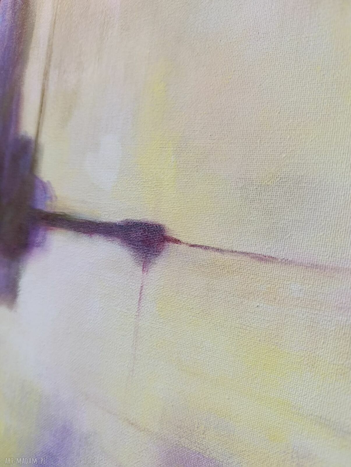 Abstrakcyjny obraz akrylowy 60 x 50 cm - żółto-fioletowy, gotowy do powieszenia