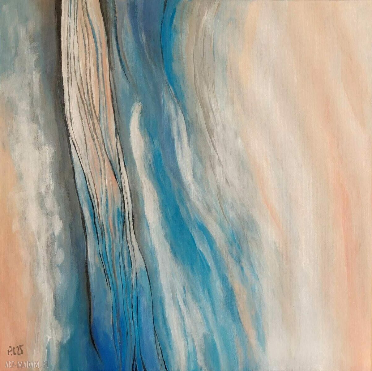 Ręcznie malowany kwadratowy obraz abstrakcja akrylowy 40x40 cm