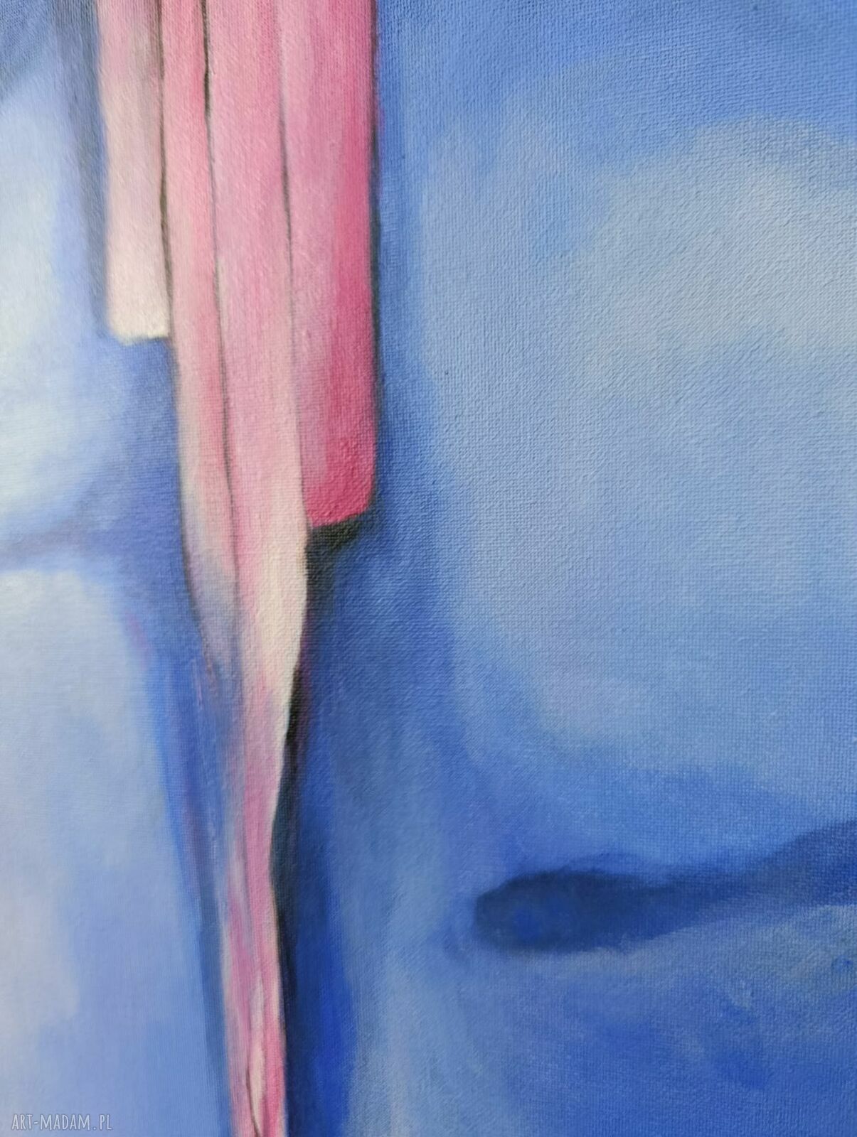 Nowoczesny obraz abstrakcyjny akrylowy 60x50 cm na płótnie - niebiesko-różowa kompozycja