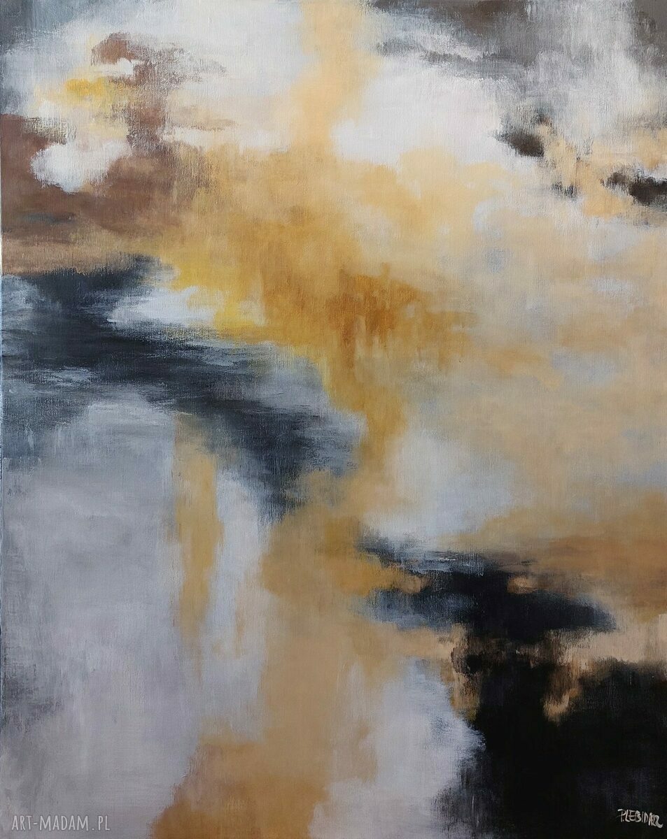 Abstrakcja ze złotem - obraz akrylowy 100x80 cm na płótnie