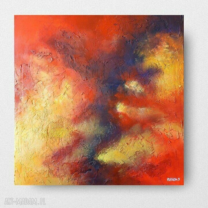 Abstrakcja - ręcznie malowany obraz akrylowy 60x60 cm w kwadracie, bez ramy