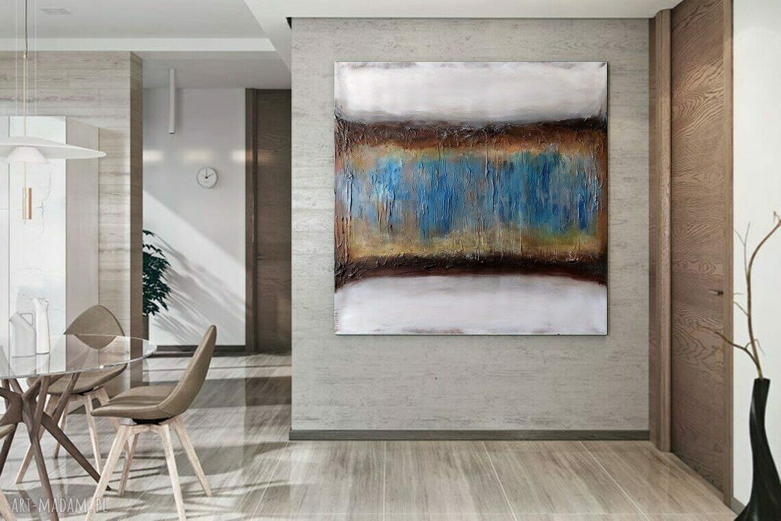 Abstrakcja - ręcznie malowany obraz akrylowy 100x100 cm