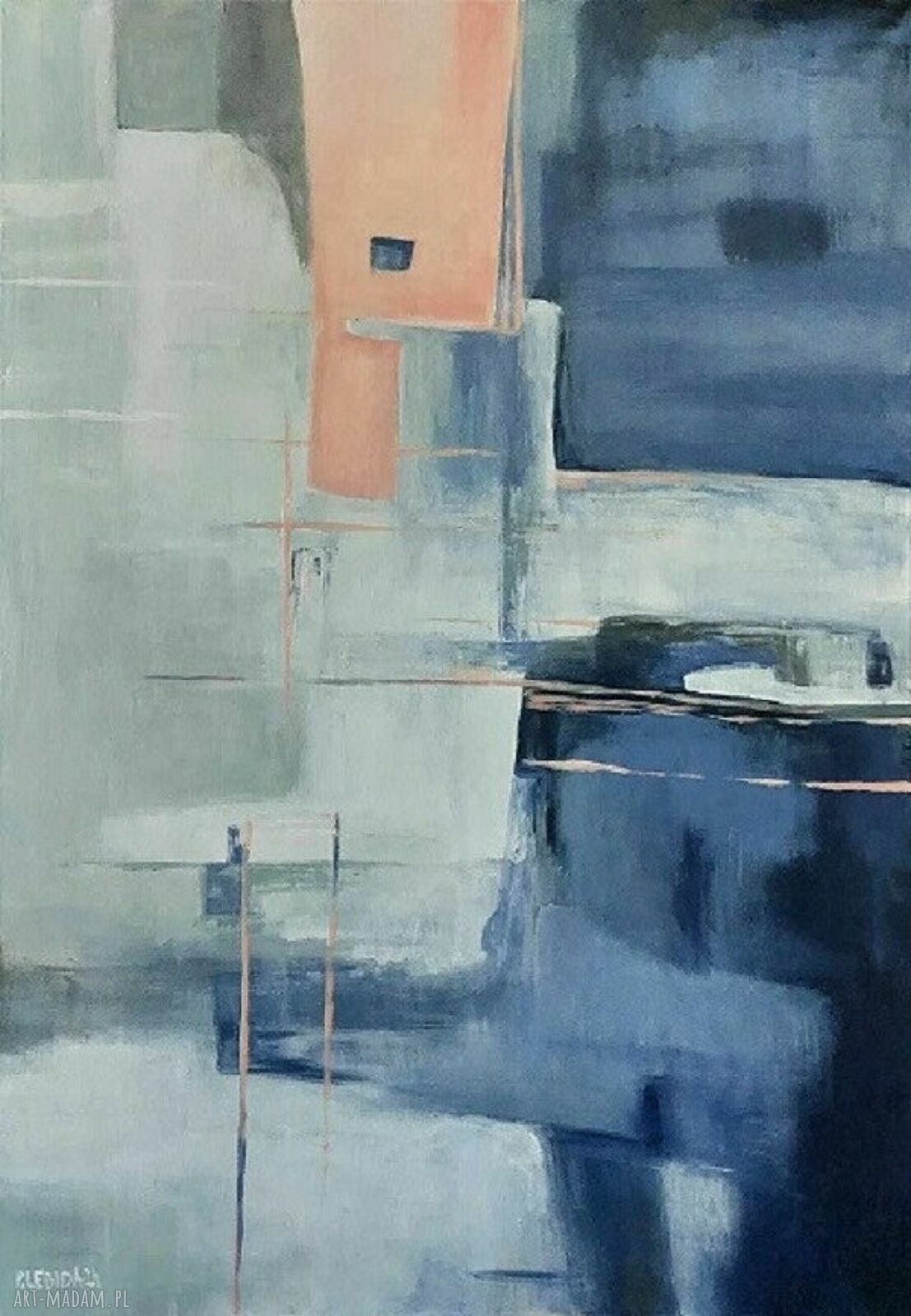 Abstrakcyjny obraz akrylowy 100 x 70 cm - ręcznie malowany na płótnie