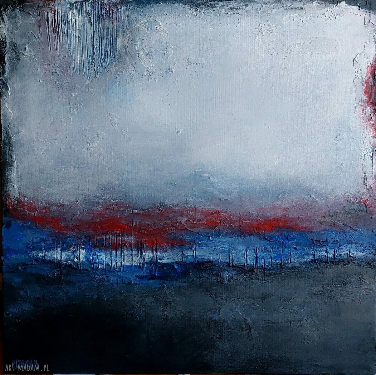 Abstrakcja - ręcznie malowany obraz akrylowy 50x50 cm (bez ramy)