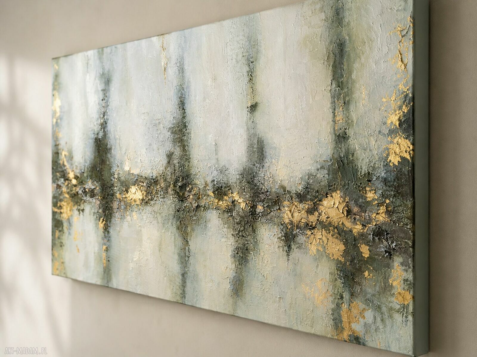 Zielony obraz abstrakcyjny na płótnie do salonu 140x80 cm