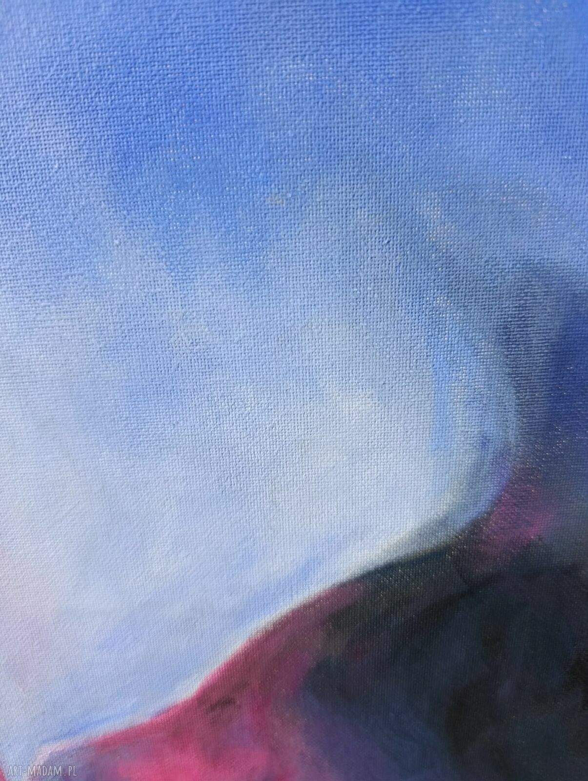 Nowoczesny obraz abstrakcyjny akrylowy 60x50 cm na płótnie - niebiesko-różowa kompozycja