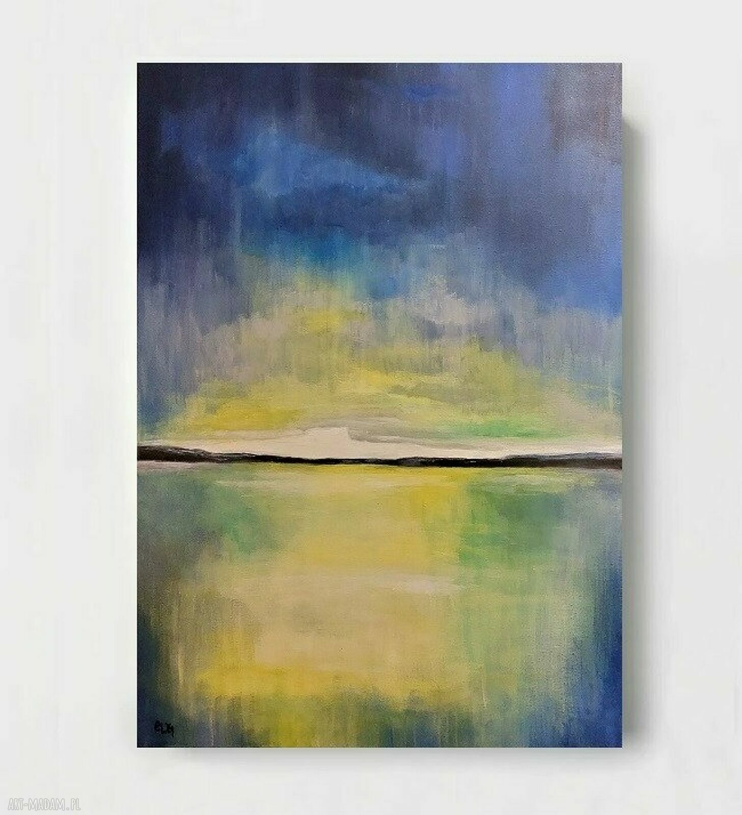 Abstrakcja - ręcznie malowany obraz akrylowy 70x50 cm na płótnie (sygnowany)