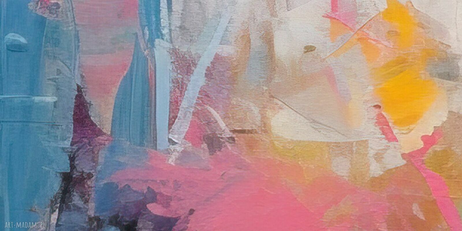 Obraz abstrakcyjny na płótnie 120 x 80 cm - niebieski, różowy i pastelowy
