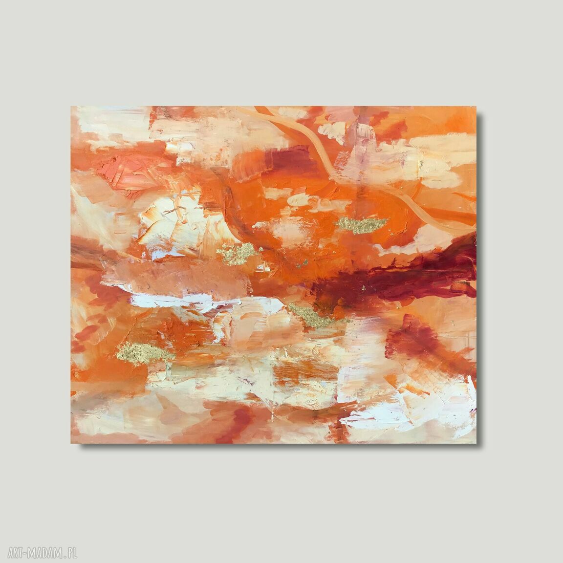 Pełnia światła i ciepła - obraz olejny 120x100 cm z pozłacanymi akcentami