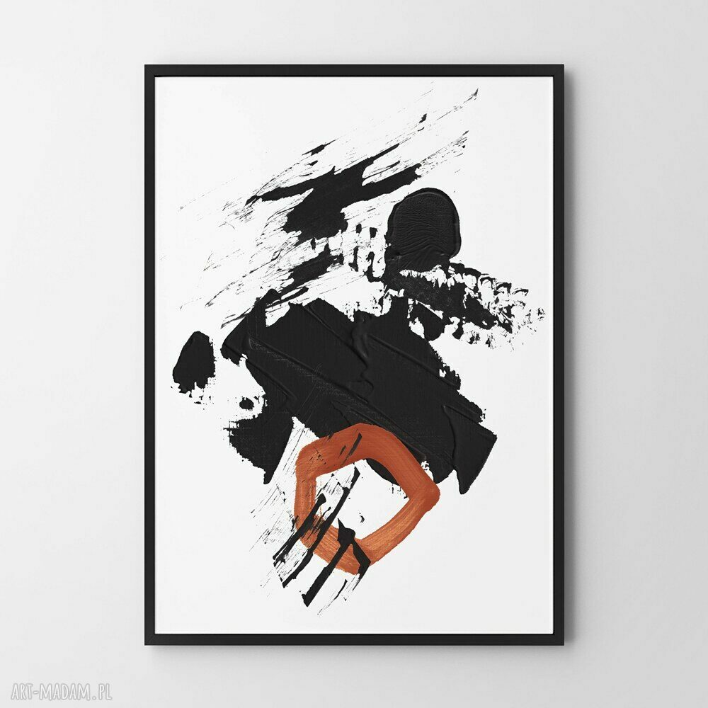 Plakat abstrakcja biało-czarna z bordo 50x70 cm - dekoracja do sypialni i na prezent