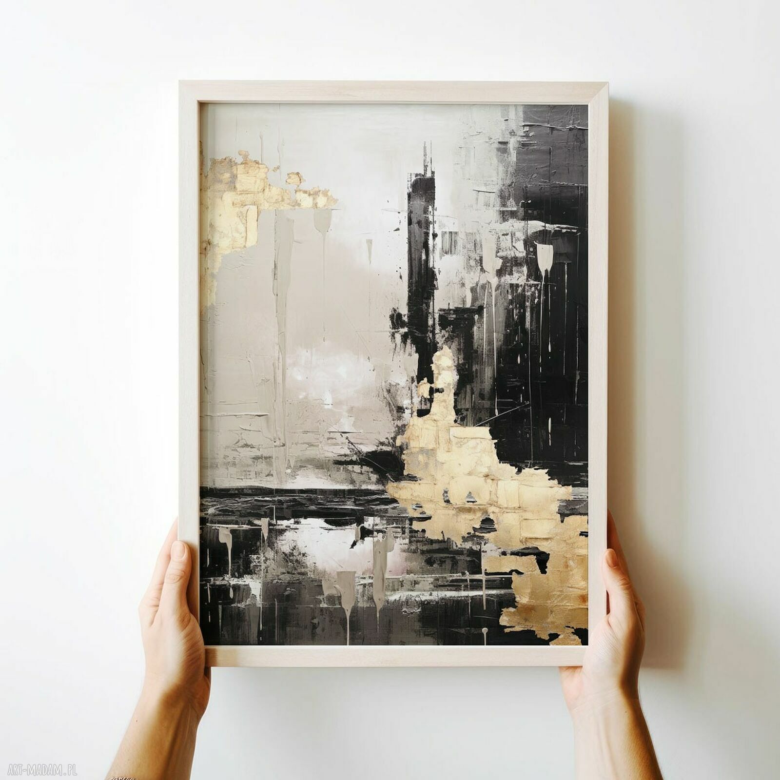 Plakat Abstrakcja ze złotem w formacie 40x50 cm do salonu