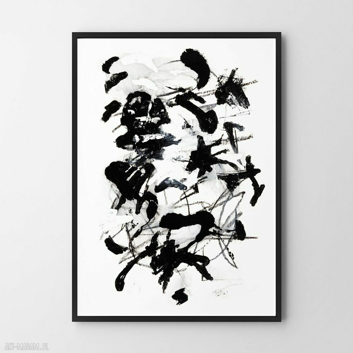 Plakat abstrakcja czarno-biała 50x70 cm do salonu