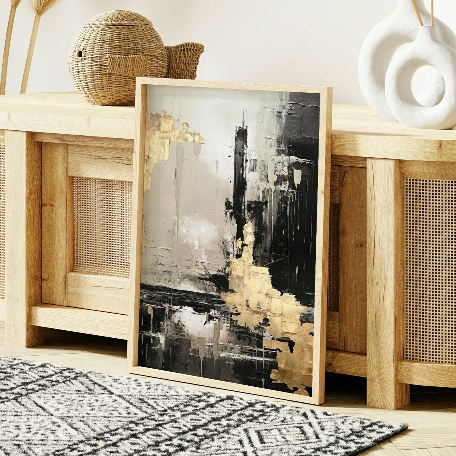 Plakat Abstrakcja ze złotem - format 50x70 cm