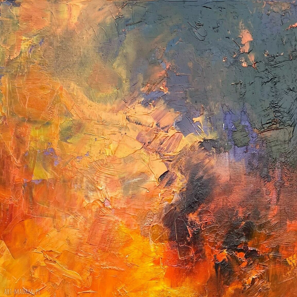 Abstrakcja „Pomarańczowe wibracje” - obraz olejny 80x60 cm