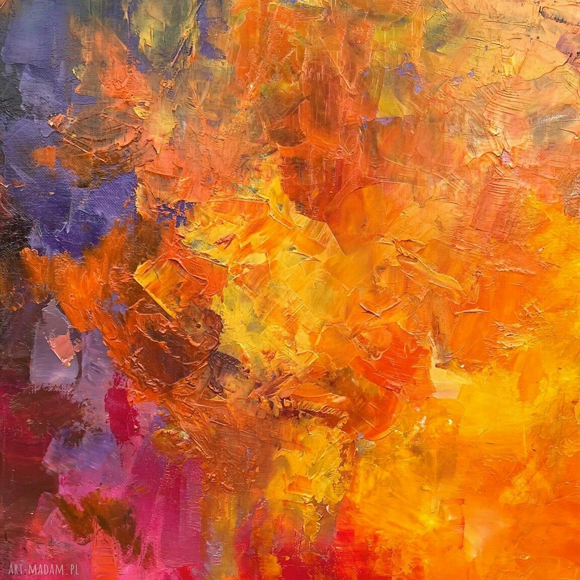 Abstrakcja „Pomarańczowe wibracje” - obraz olejny 80x60 cm