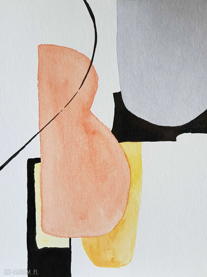 Abstrakcja akwarela i tusz - obraz 24x32 cm na grubym papierze 425 g/m2