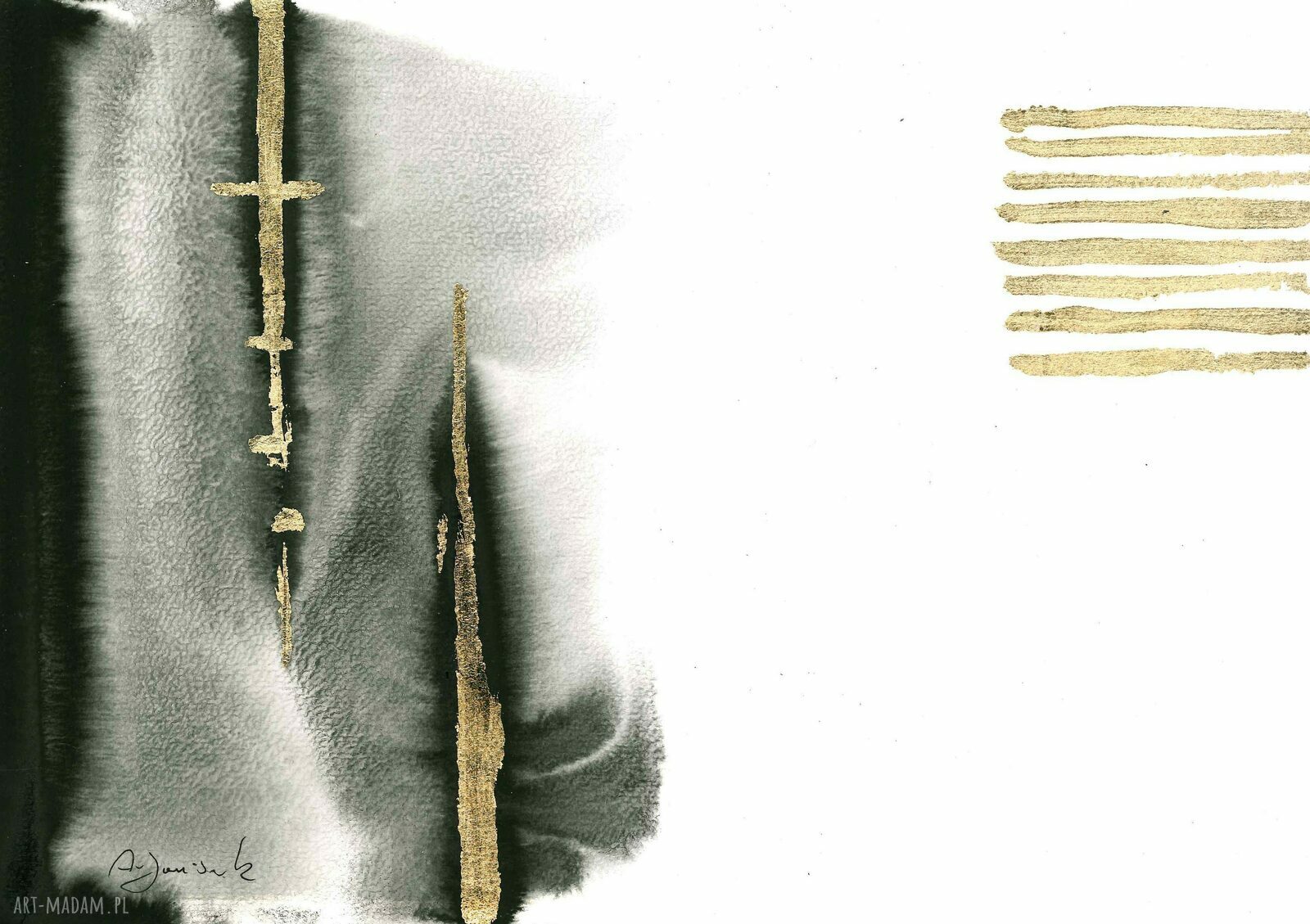Zestaw 4 grafik „Prześwity” - czarny tusz, złocenia i minimalistyczny charakter