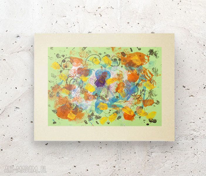 Ręcznie malowana abstrakcja boho do holu i salonu 30x40